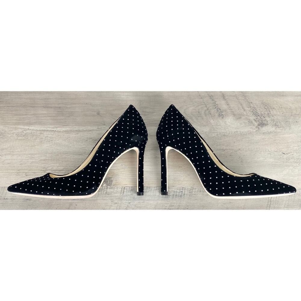 Jimmy Choo Romy 100 Silver Glitter Spotted BlackVelvet Pointy Toe Pumps Sz 6.5 - Picture 9 of 14
